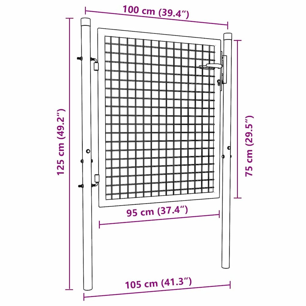 Fence Gate Steel 39.4"x29.5" Green. Picture 8