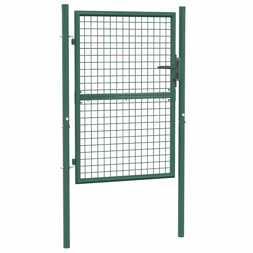 Fence Gate Steel 39.4"x49.2" Green. Picture 1