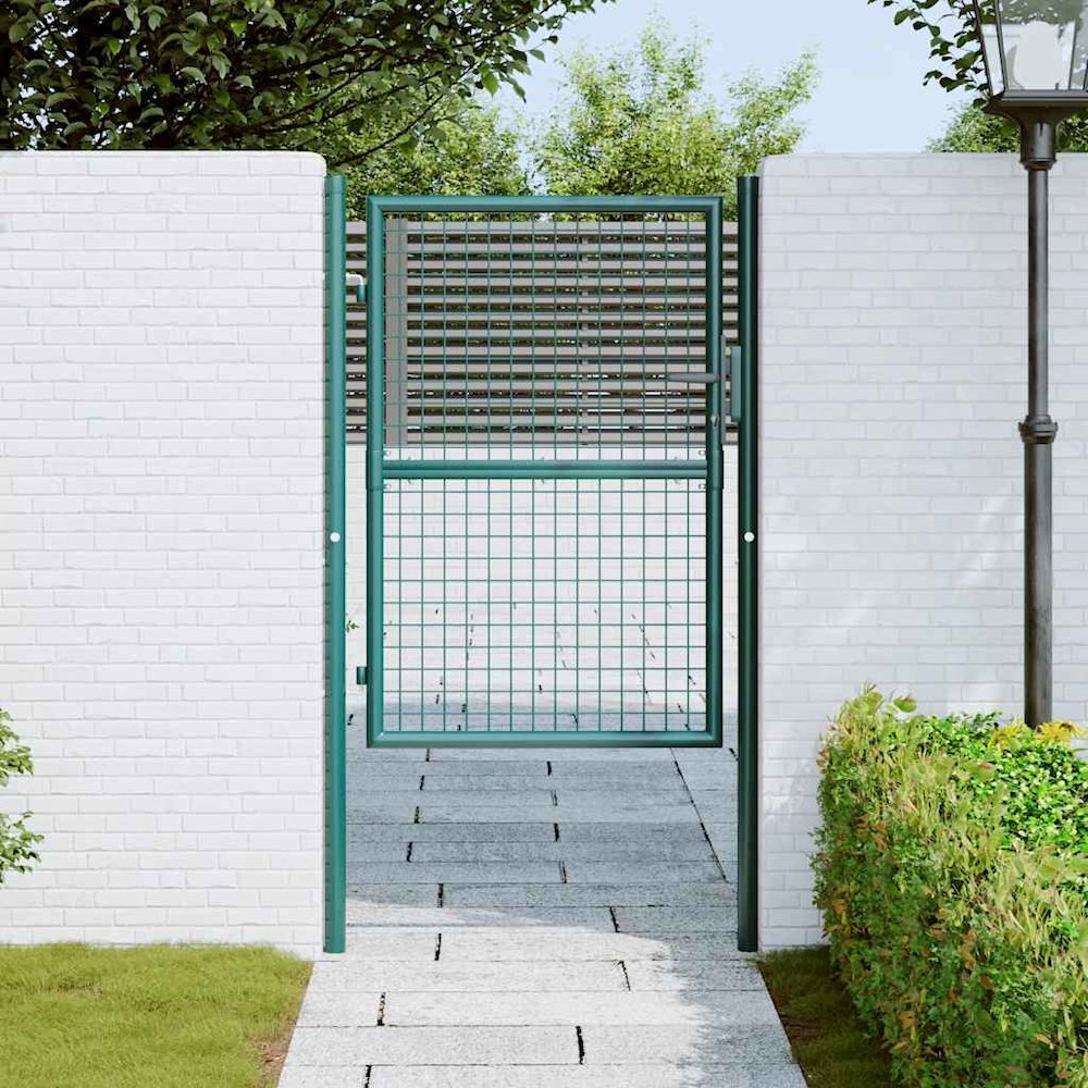 Fence Gate Steel 39.4"x49.2" Green. Picture 5