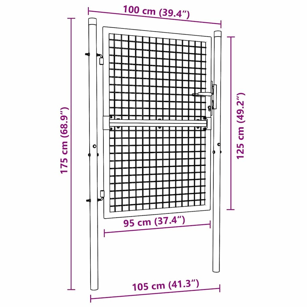 Fence Gate Steel 39.4"x49.2" Green. Picture 8