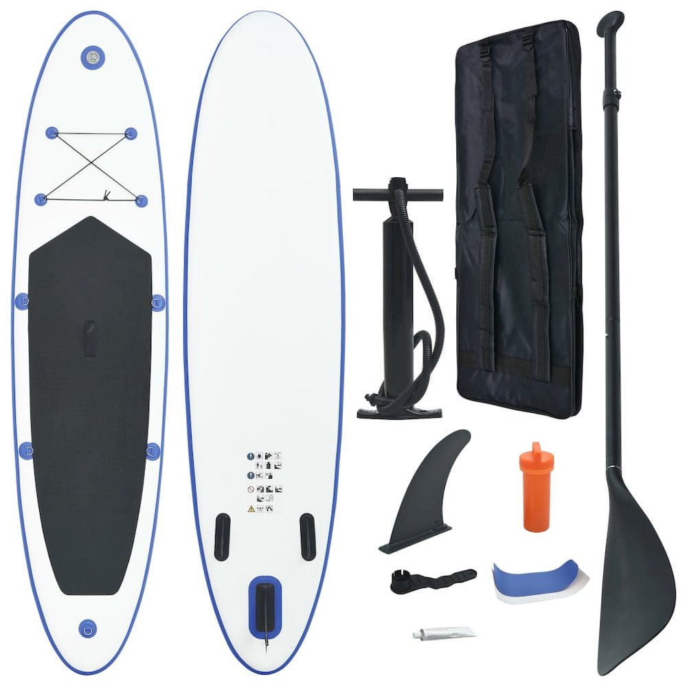 Stand Up Paddle Board Set SUP Surfboard Inflatable Blue and White. Picture 1
