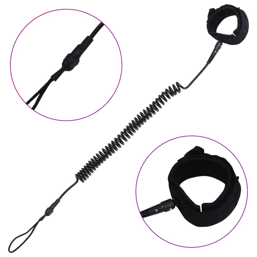 vidaXL SUP Coiled Leash Black 10 inch, 92205. Picture 2