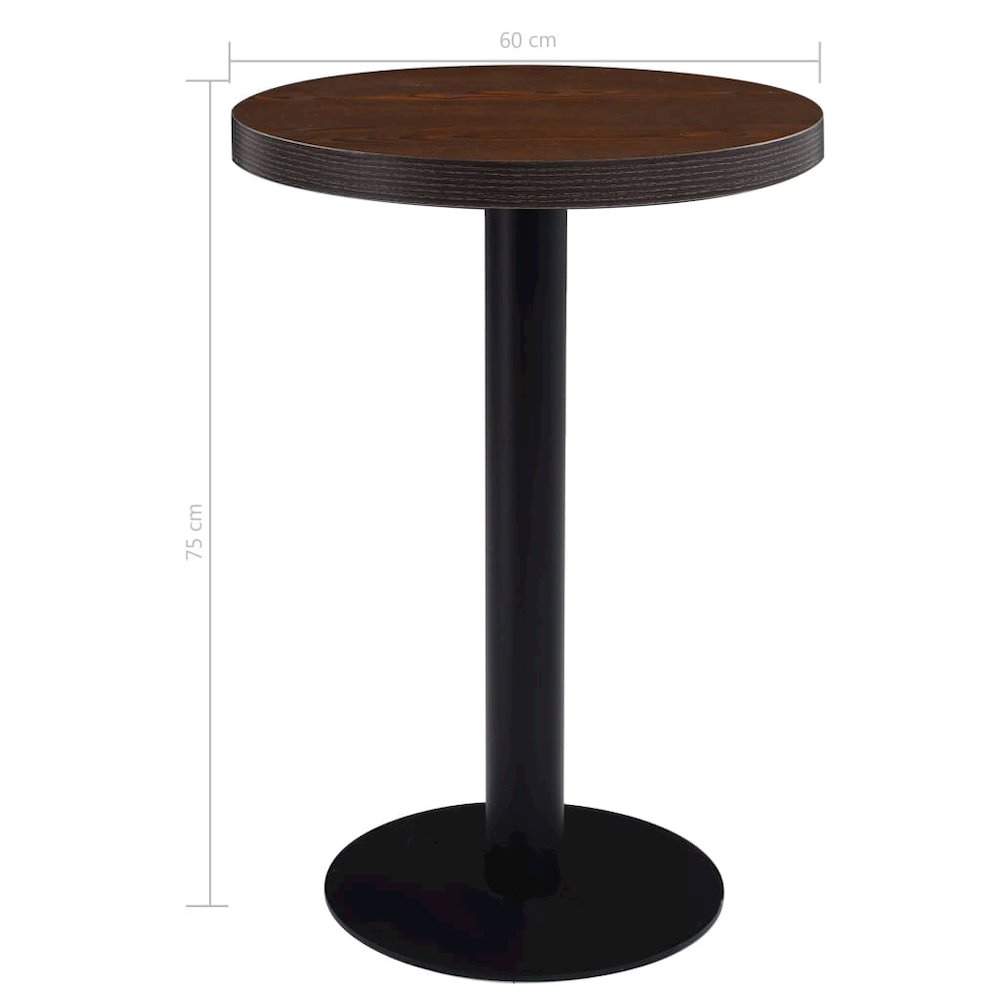 Bistro Table Dark Brown and Black MDF Top, Steel Legs Medium. Picture 5