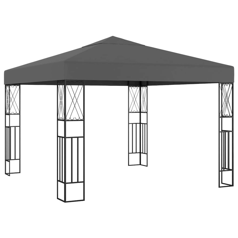 Gazebo Anthracite Polyester fabric 9.8 x 9.8 ft Decorative Inlays. Picture 1