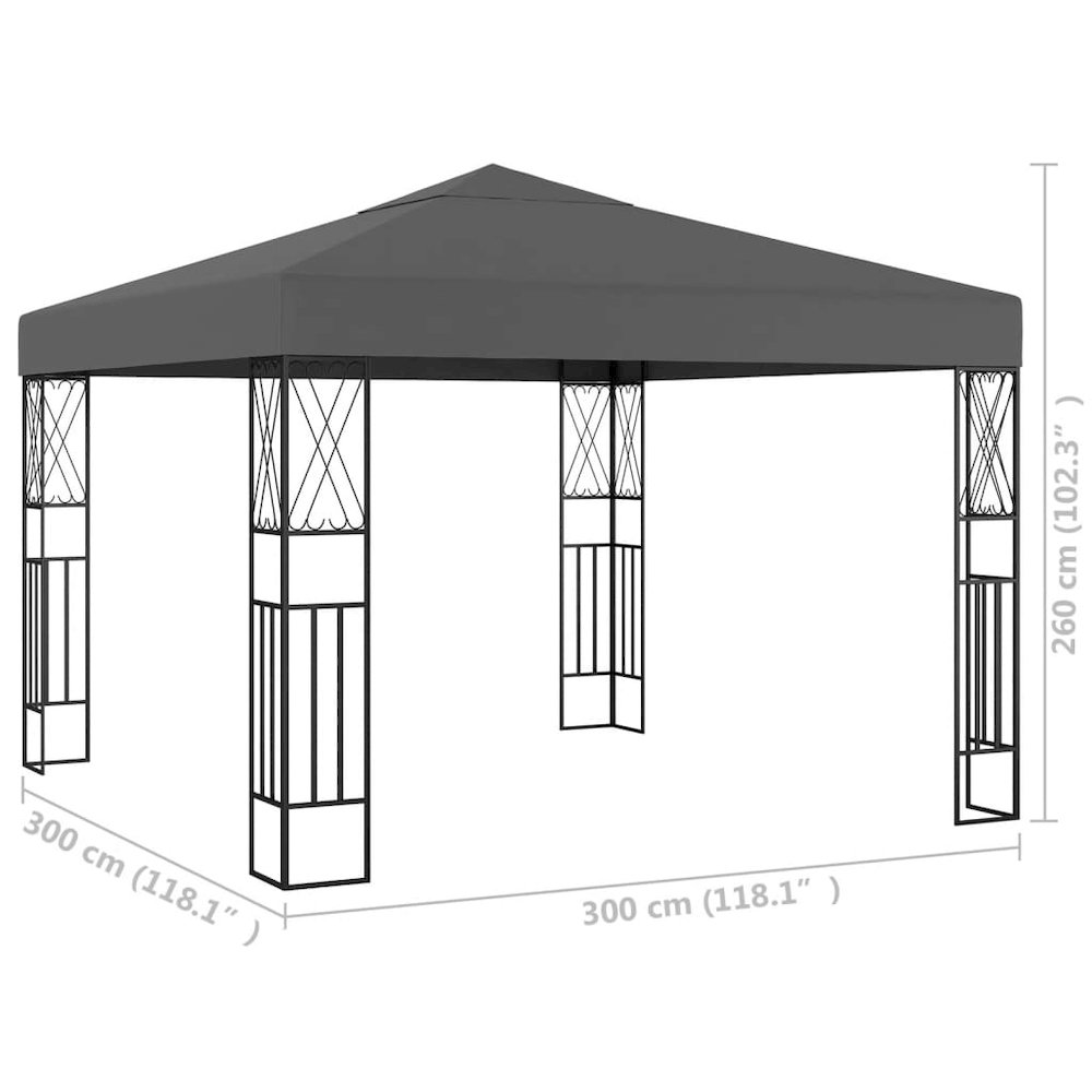 Gazebo Anthracite Polyester fabric 9.8 x 9.8 ft Decorative Inlays. Picture 5