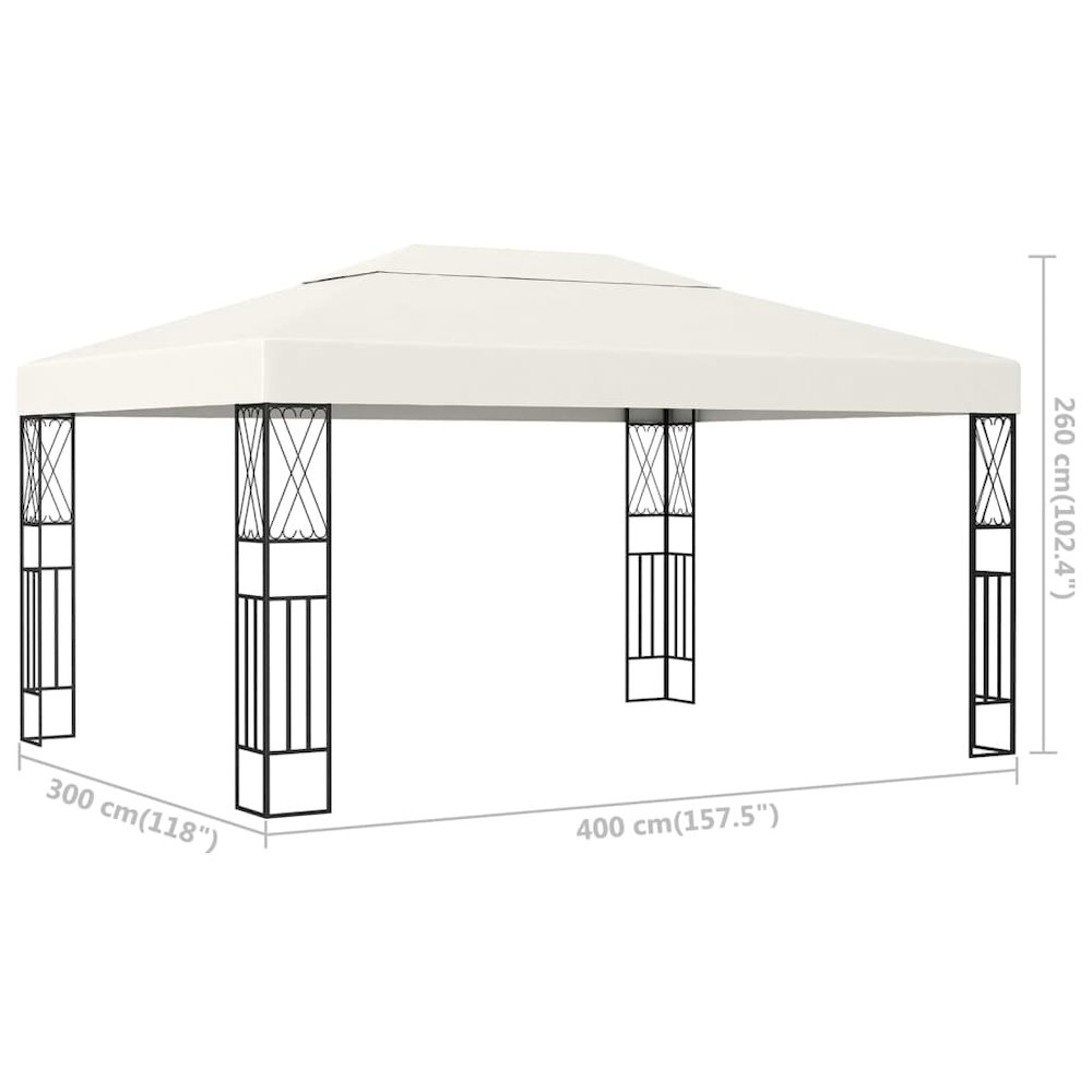 Gazebo Cream Polyester 9.8x13.1 ft Durable Gazebo Rectangular. Picture 6