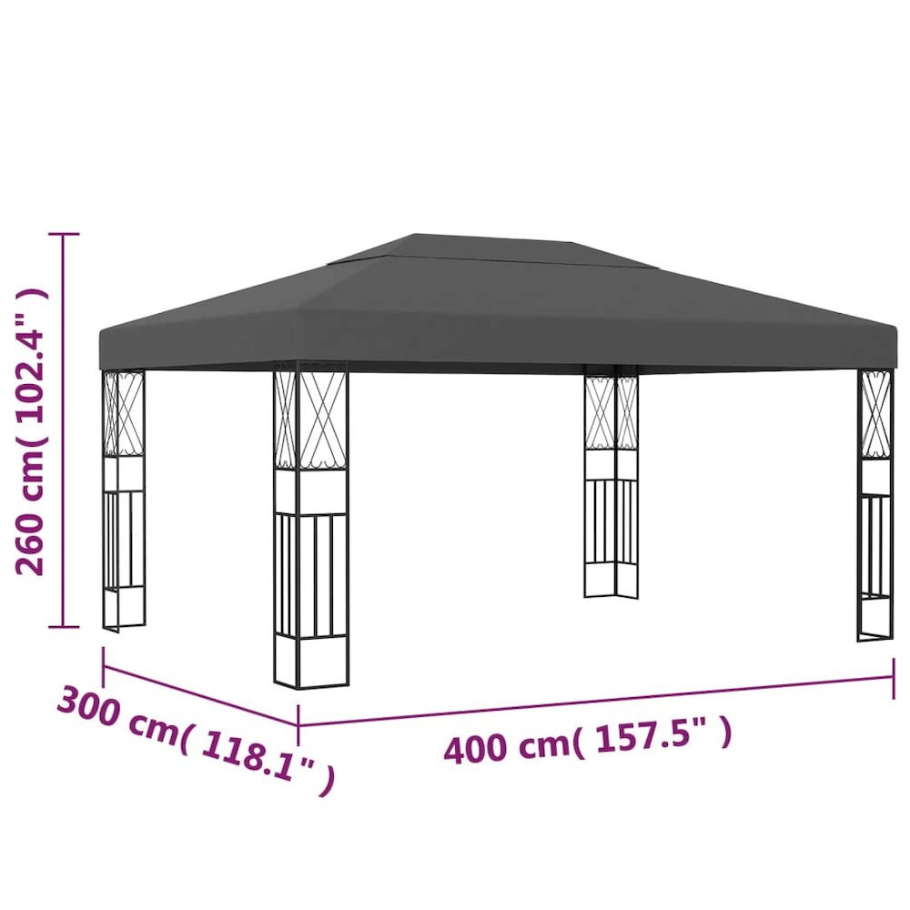 Gazebo Anthracite 100% polyester, steel 10 x 13 ft Tough Gazebo. Picture 6