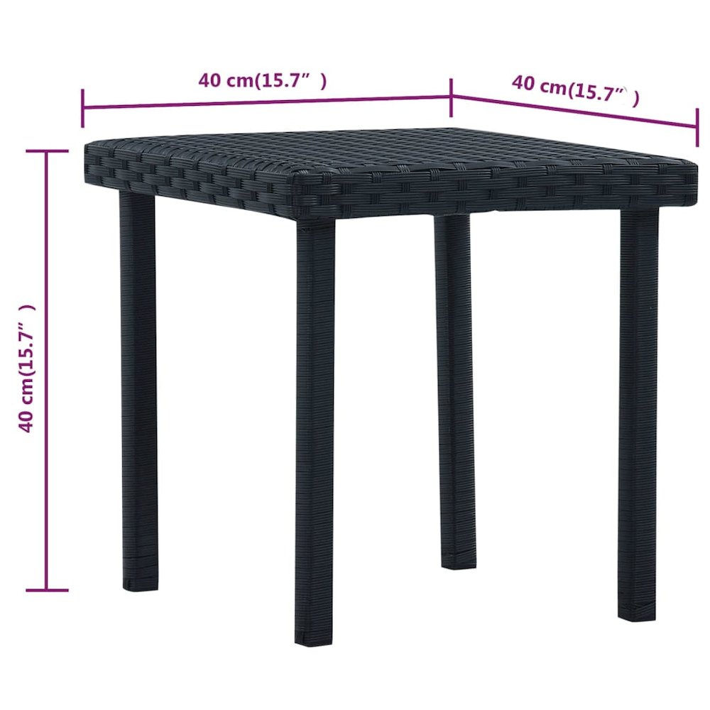Garden Table Black PE Rattan and Powder-Coated Steel Compact. Picture 4