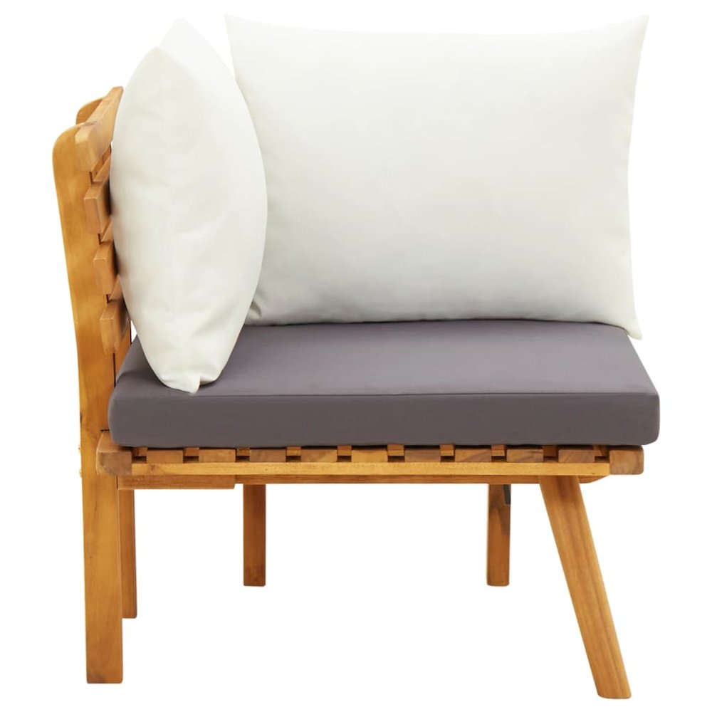 Garden Corner Sofa Natural, dark gray, white Solid acacia wood. Picture 2