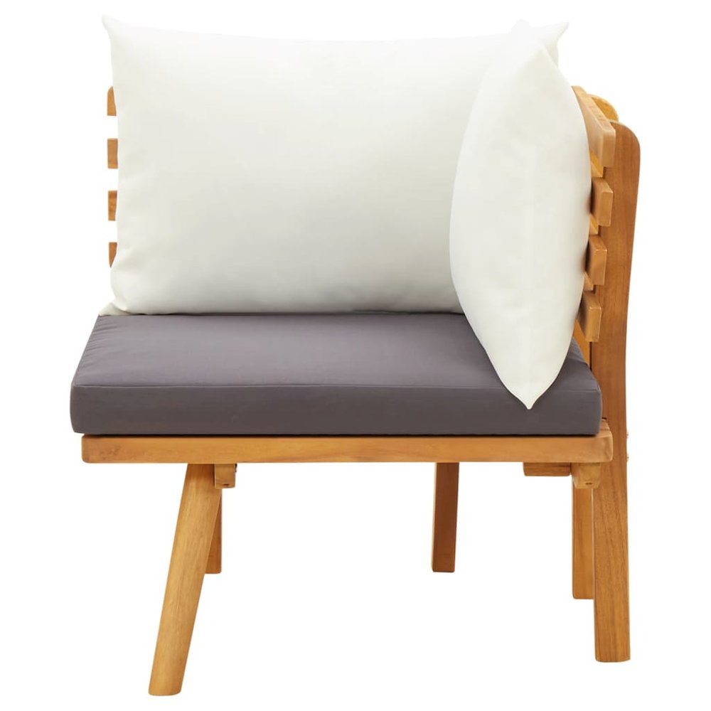 Garden Corner Sofa Natural, dark gray, white Solid acacia wood. Picture 3