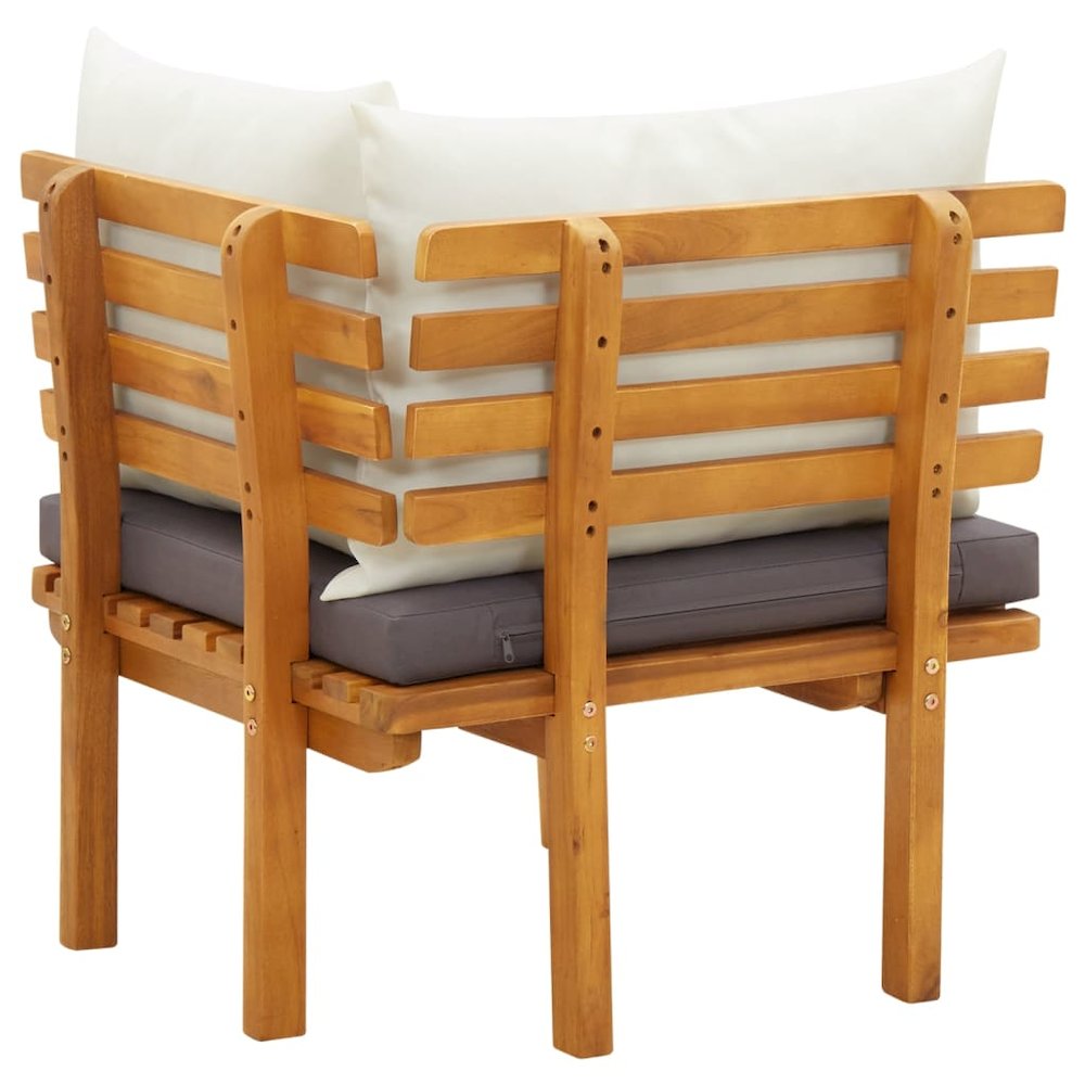 Garden Corner Sofa Natural, dark gray, white Solid acacia wood. Picture 4