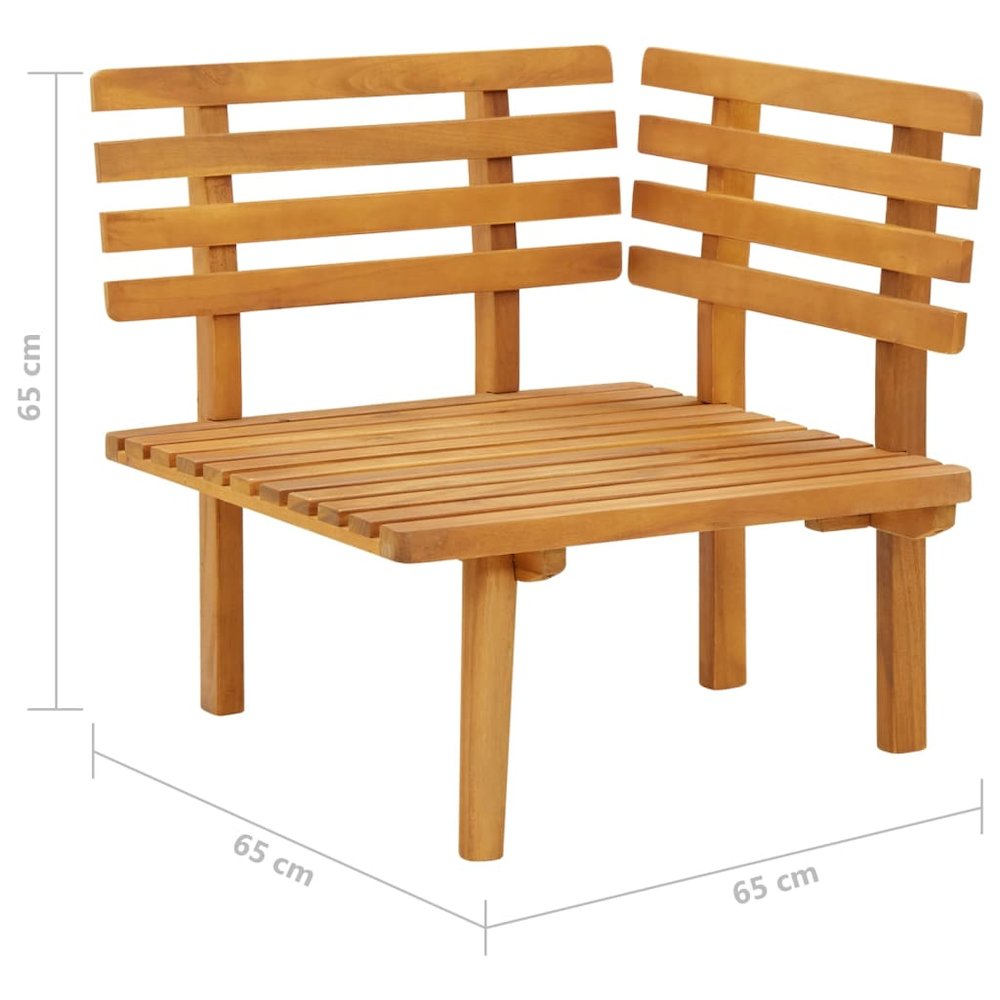 Garden Corner Sofa Natural, dark gray, white Solid acacia wood. Picture 7