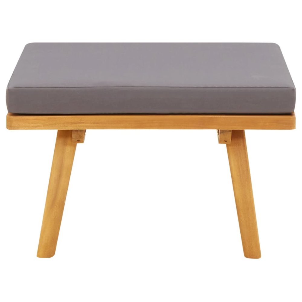 Garden Footstool Natural and dark grey Solid acacia wood. Picture 2