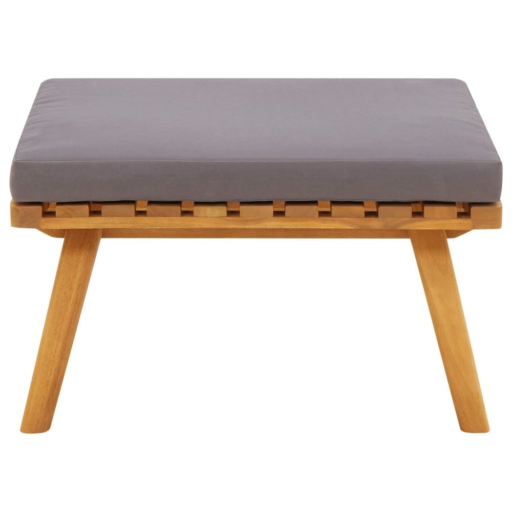Garden Footstool Natural and dark grey Solid acacia wood. Picture 3