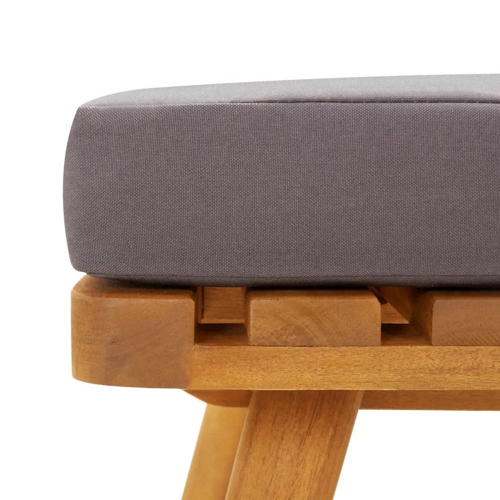 Garden Footstool Natural and dark grey Solid acacia wood. Picture 5