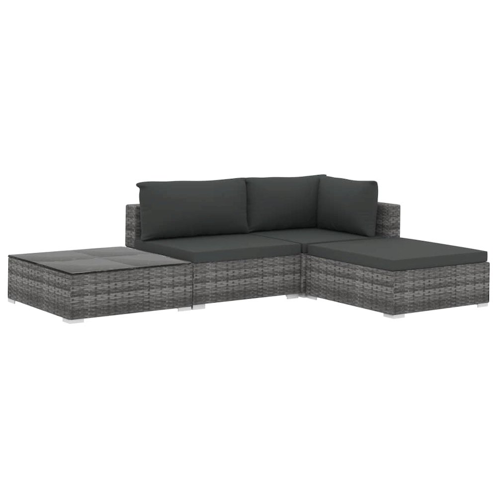 Garden Lounge Set Grey Poly Rattan Medium Modular. Picture 2