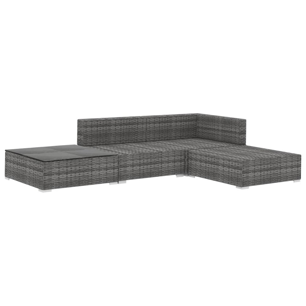 Garden Lounge Set Grey Poly Rattan Medium Modular. Picture 3