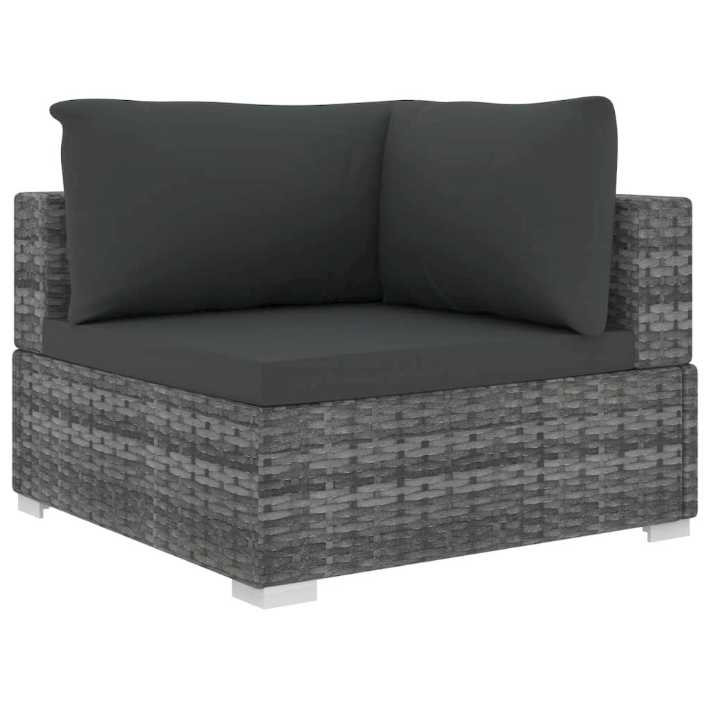 Garden Lounge Set Grey Poly Rattan Medium Modular. Picture 4