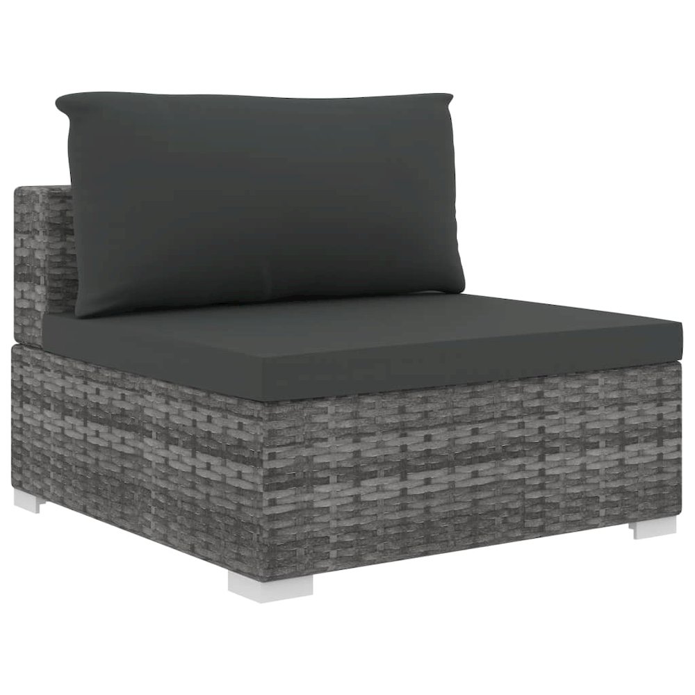 Garden Lounge Set Grey Poly Rattan Medium Modular. Picture 5