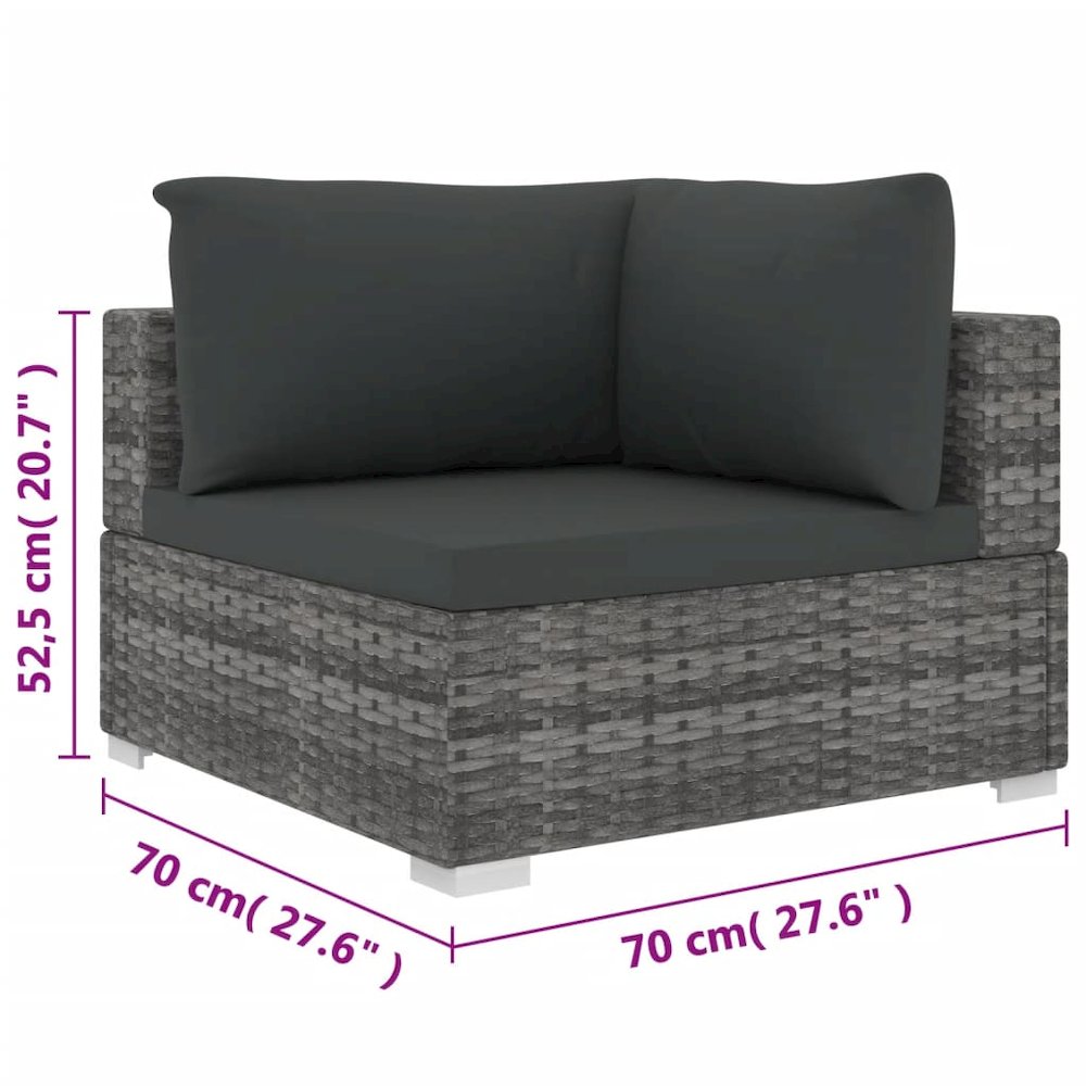 Garden Lounge Set Grey Poly Rattan Medium Modular. Picture 8