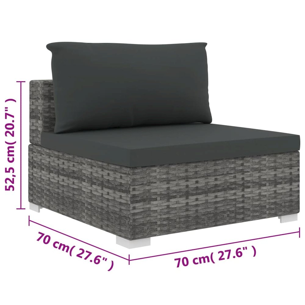 Garden Lounge Set Grey Poly Rattan Medium Modular. Picture 9