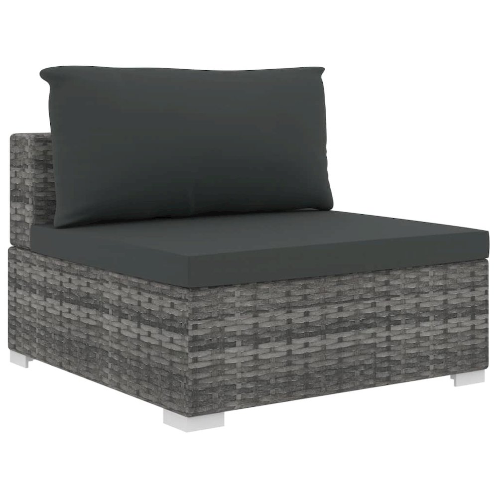 Patio Lounge Set Set of 5 Grey PE Rattan 5 Piece Set Modular. Picture 5