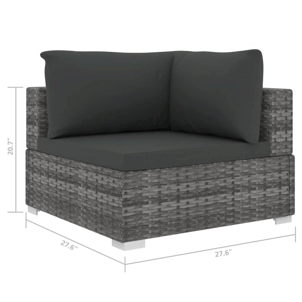 Patio Lounge Set Set of 5 Grey PE Rattan 5 Piece Set Modular. Picture 8