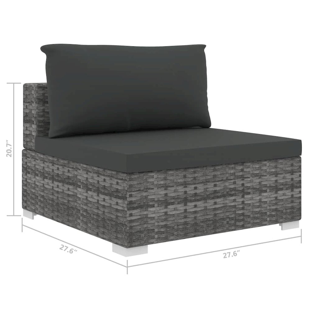 Patio Lounge Set Set of 5 Grey PE Rattan 5 Piece Set Modular. Picture 9