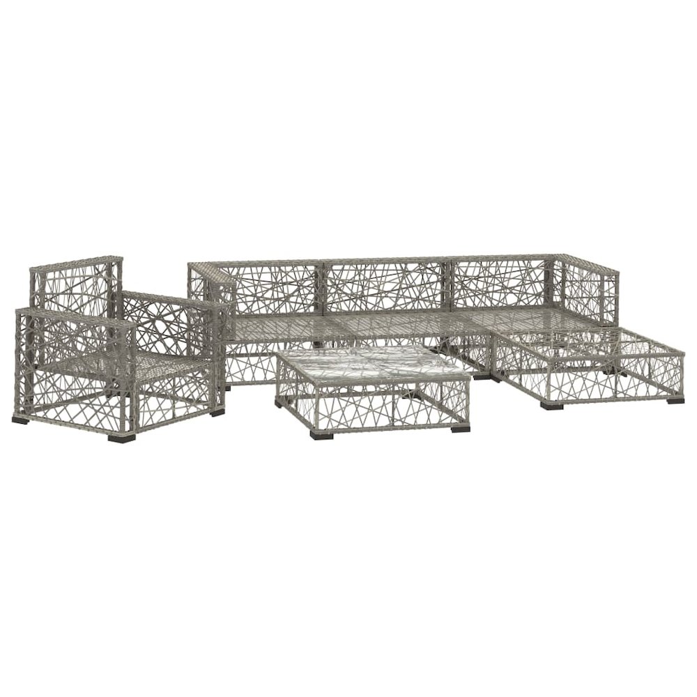 Garden Lounge Set Grey PE Rattan, powder-coated steel, tempered glass. Picture 3