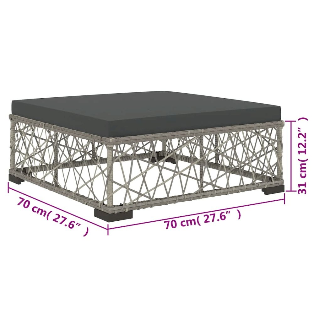 Garden Lounge Set Grey PE Rattan, powder-coated steel, tempered glass. Picture 12