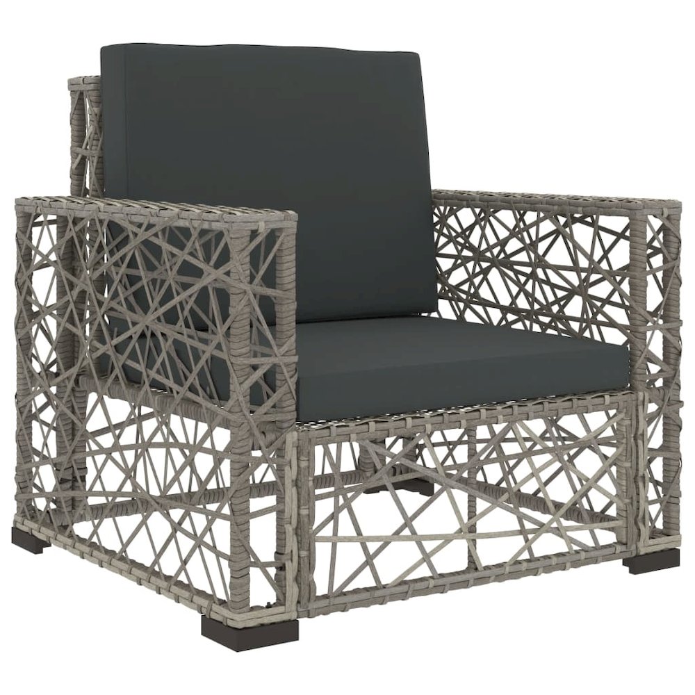 Garden Lounge Set Grey PE Rattan, powder-coated steel, tempered glass. Picture 4
