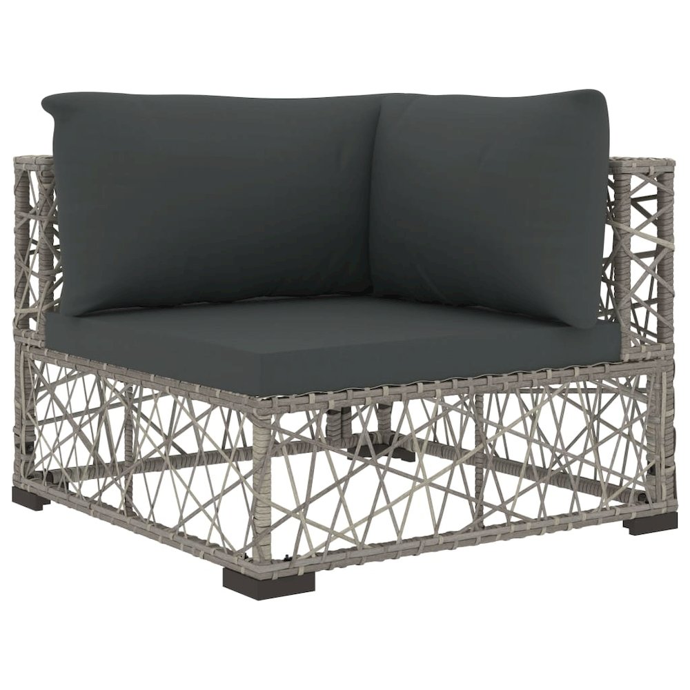 Garden Lounge Set Grey PE Rattan, powder-coated steel, tempered glass. Picture 5