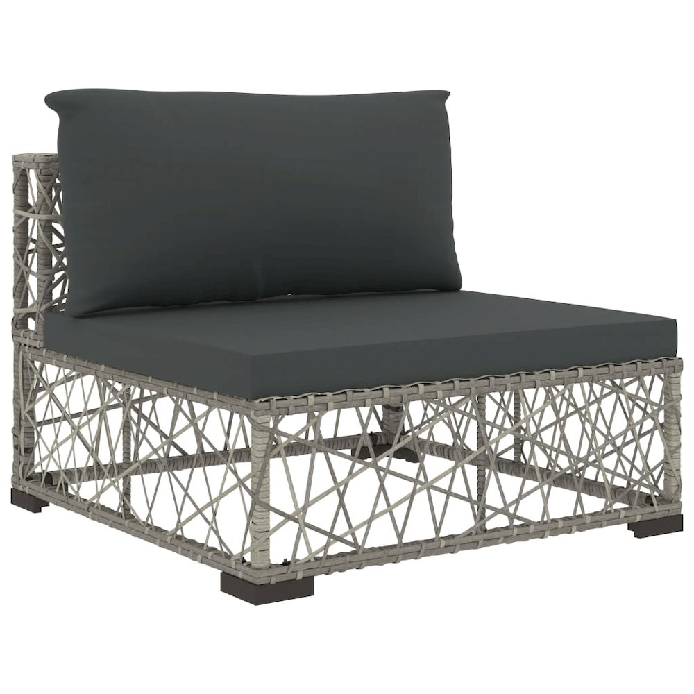 Garden Lounge Set Grey PE Rattan, powder-coated steel, tempered glass. Picture 6