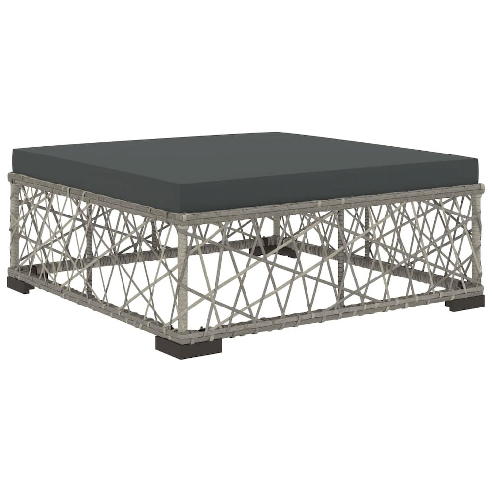 Garden Lounge Set Grey PE Rattan, powder-coated steel, tempered glass. Picture 7
