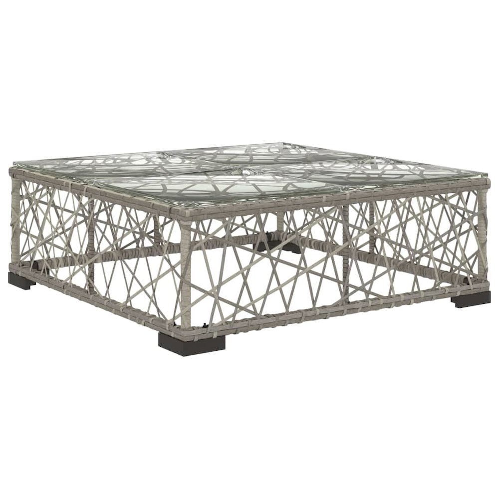 Garden Lounge Set Grey PE Rattan, powder-coated steel, tempered glass. Picture 8