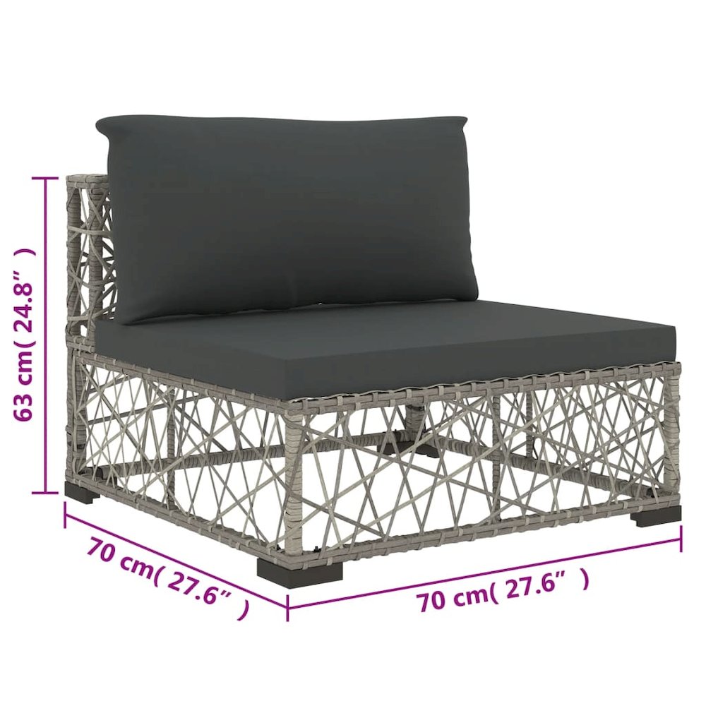 Garden Lounge Set Grey PE Rattan, powder-coated steel, tempered glass. Picture 11