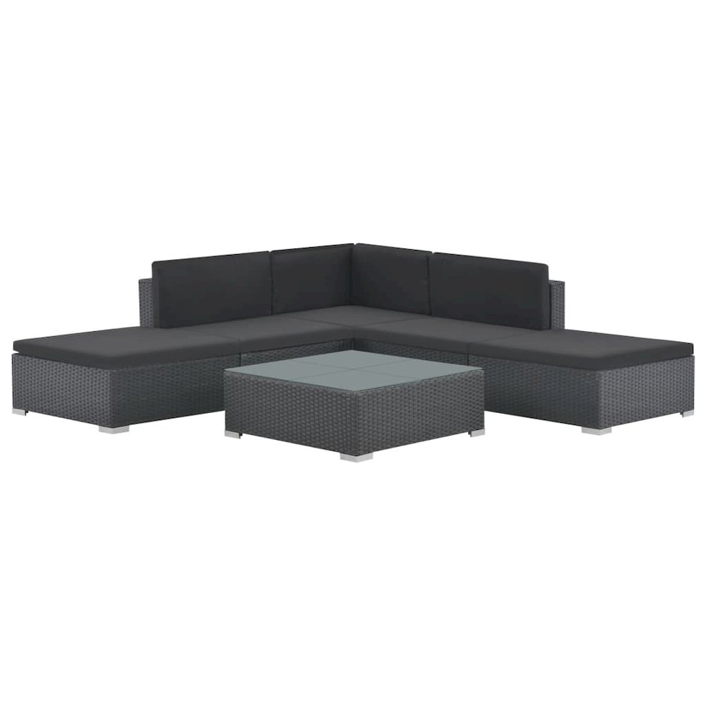 Sofa Set Black PE rattan Large Modular Garden Lounge Set. Picture 1