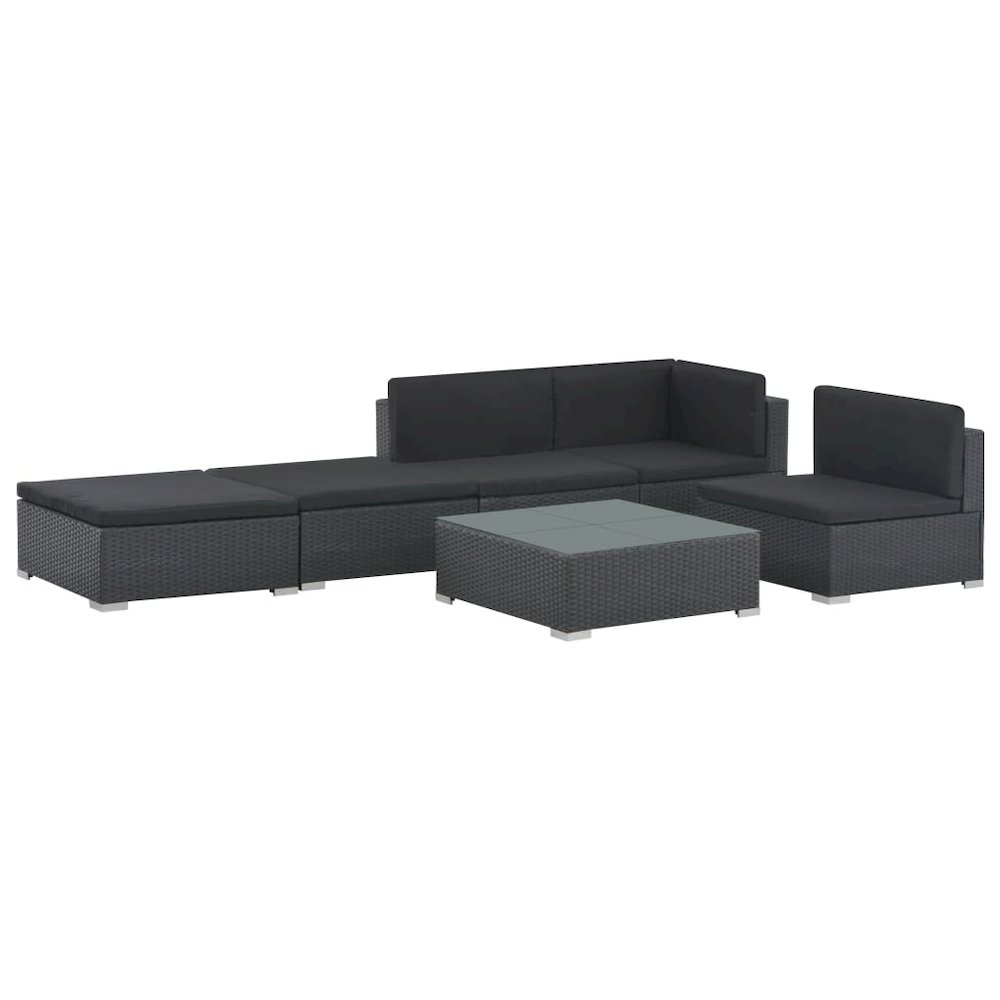 Sofa Set Black PE rattan Large Modular Garden Lounge Set. Picture 2