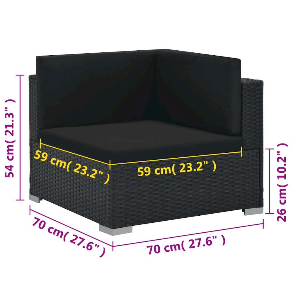 Sofa Set Black PE rattan Large Modular Garden Lounge Set. Picture 11