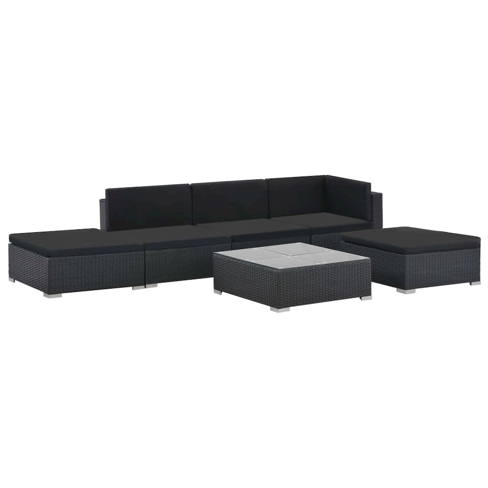 Sofa Set Black PE rattan Large Modular Garden Lounge Set. Picture 3