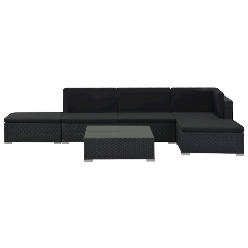 Sofa Set Black PE rattan Large Modular Garden Lounge Set. Picture 4