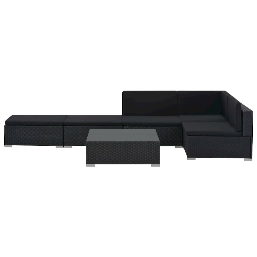 Sofa Set Black PE rattan Large Modular Garden Lounge Set. Picture 5