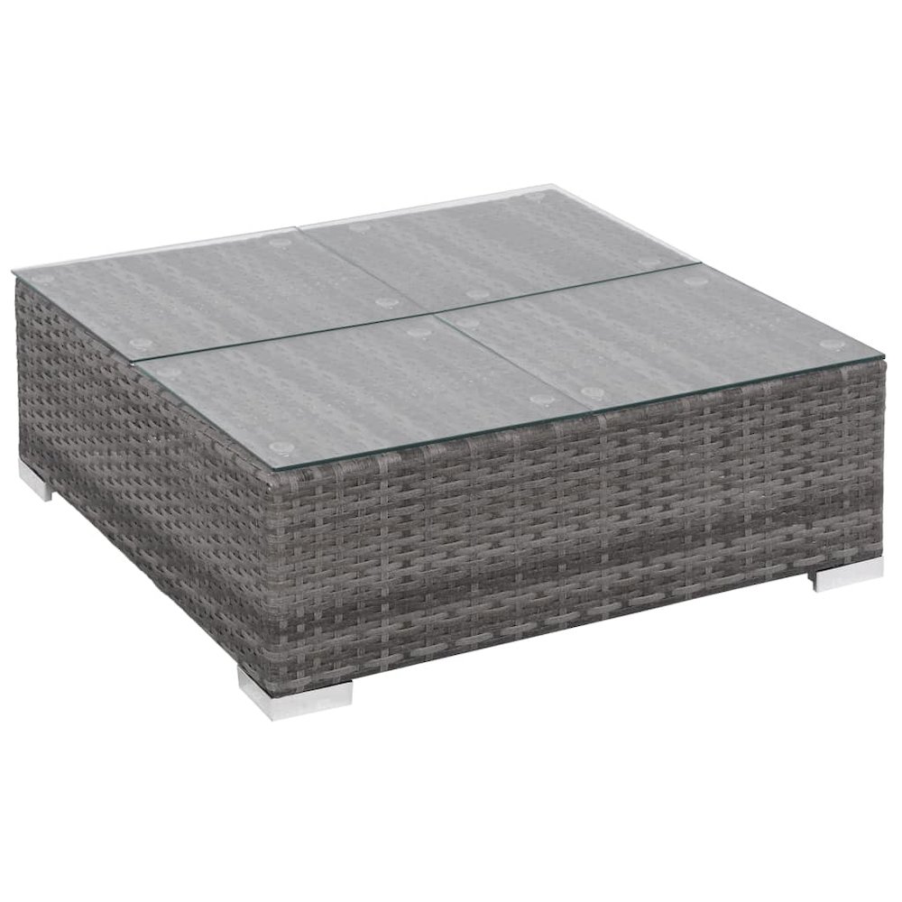 Sofa Set Grey rattan, Dark grey cushion, Red pillow. Picture 8