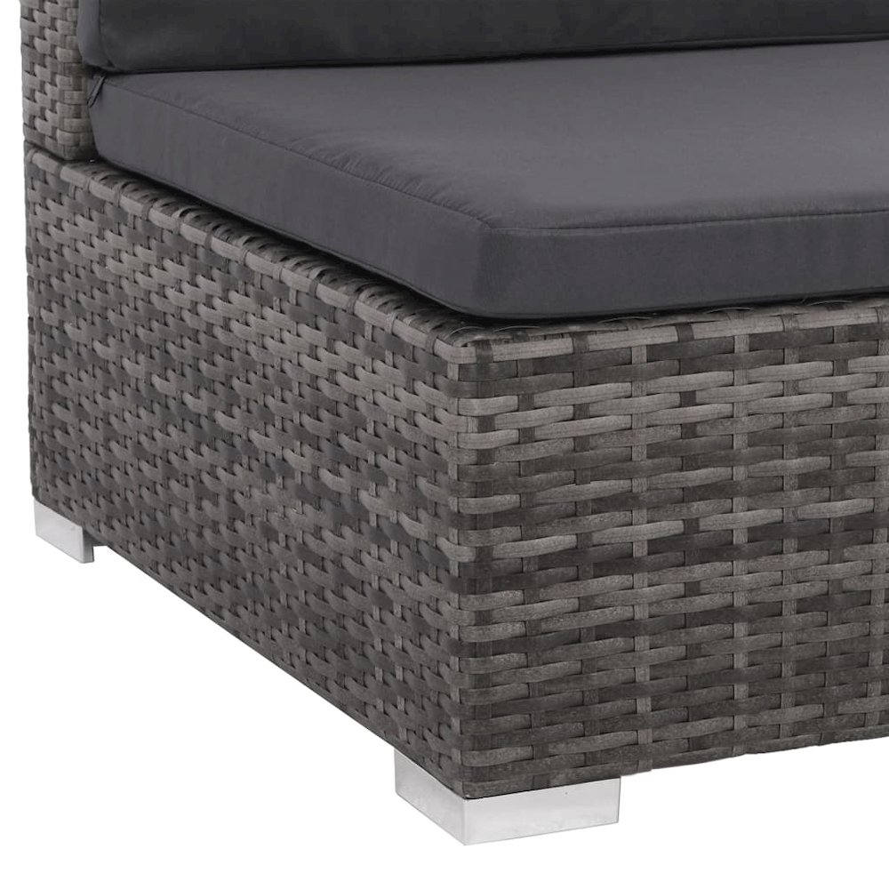 Sofa Set Grey rattan, Dark grey cushion, Red pillow. Picture 9