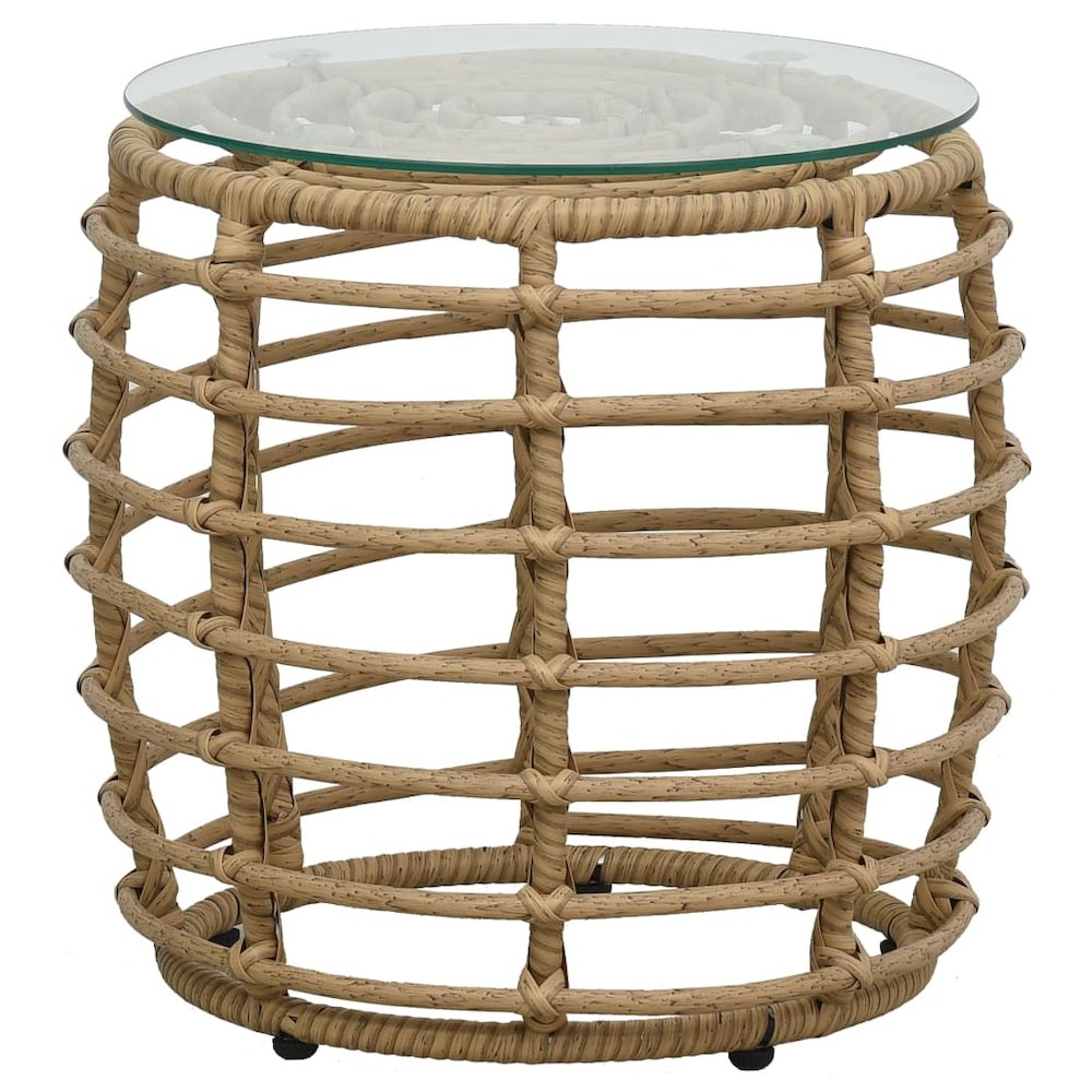 Bistro Set Oak PE Rattan Compact Ergonomic Bistro Set Round. Picture 5