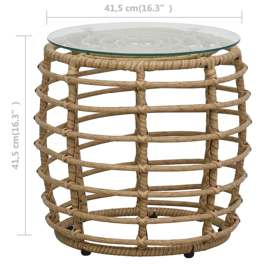 Bistro Set Oak PE Rattan Compact Ergonomic Bistro Set Round. Picture 8