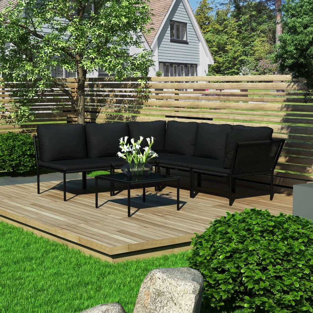 Garden Lounge Set Black and Anthracite. Picture 1