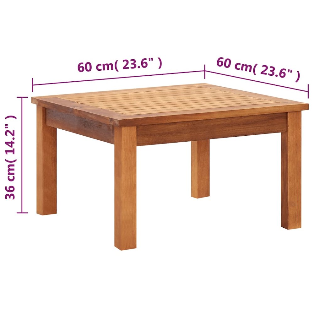 Coffee Table Brown Solid Acacia wood 23.6 in Coffee Table. Picture 6