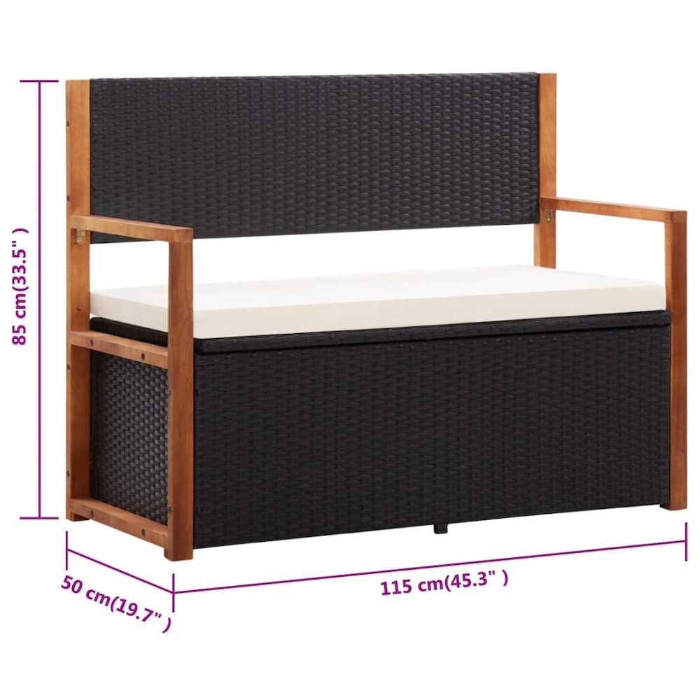 Storage Bench Natural, black, cream white. Picture 9