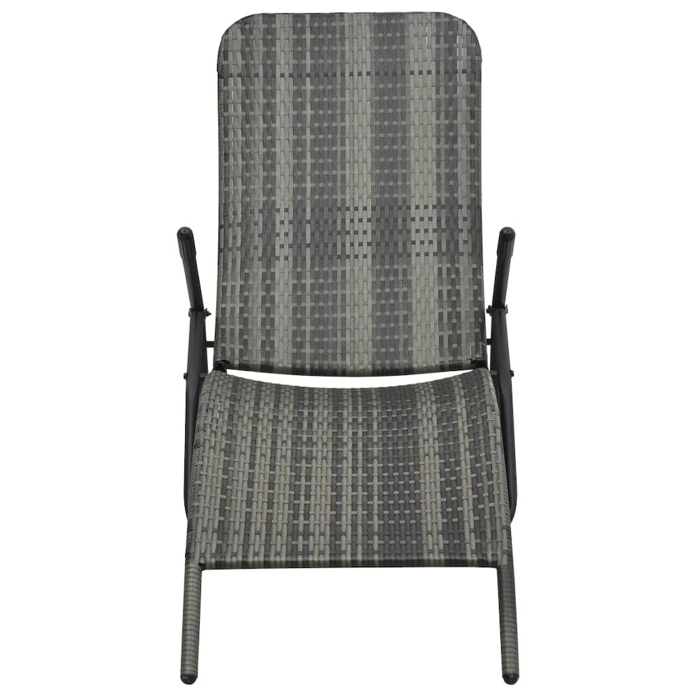 Sun Lounger Grey Made of PE rattan and powder-coated steel. Picture 2